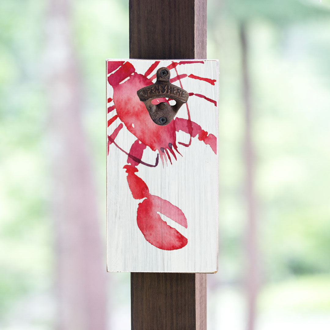 Watercolor Red Lobster Bottle Opener