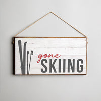 Gone Skiing Twine Hanging Sign