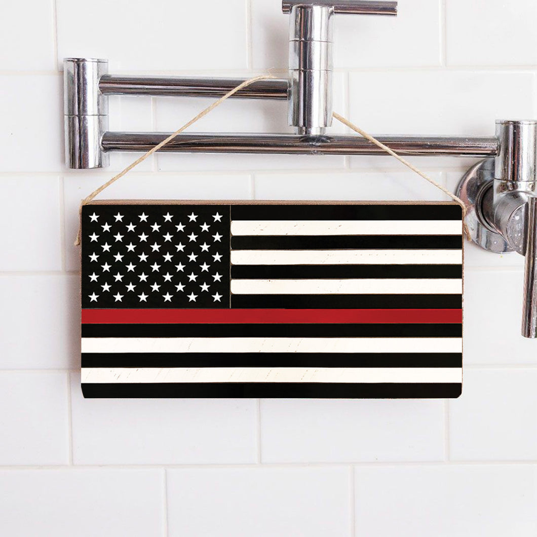 Thin Red Line Flag Twine Hanging Sign