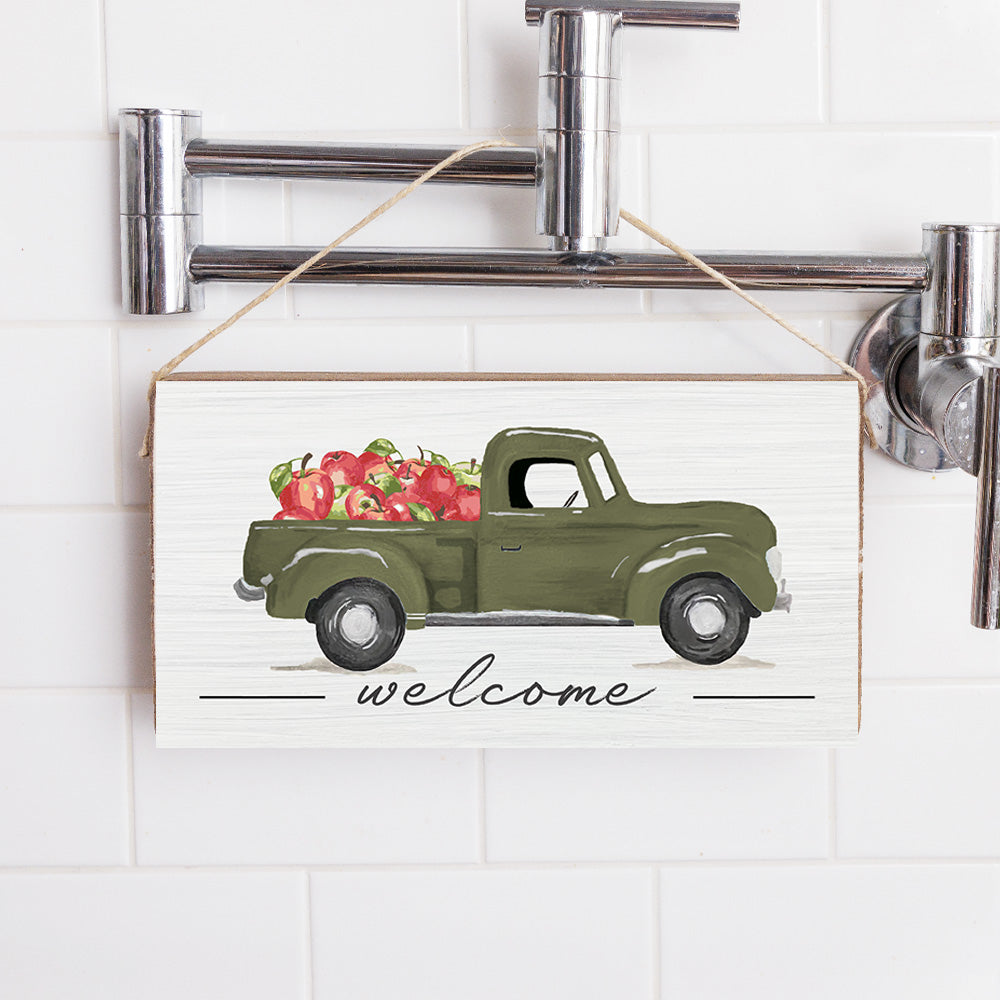Apple Truck Twine Hanging Sign