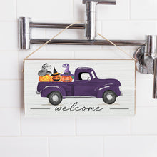 Load image into Gallery viewer, Jack-O-Lantern Truck Twine Hanging Sign
