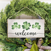 Welcome Shamrocks Twine Hanging Sign