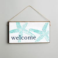 Welcome Starfish Twine Hanging Sign