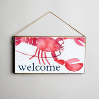 Welcome Lobster Twine Hanging Sign