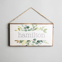 Personalized Split Greenery Twine Hanging Sign