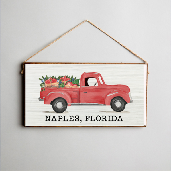 Personalized Berries Truck Twine Hanging Sign