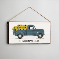 Personalized Sunflower Truck Twine Hanging Sign