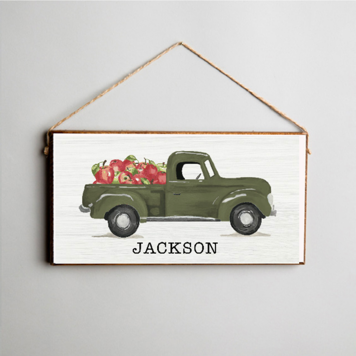 Personalized Apple Truck Twine Hanging Sign