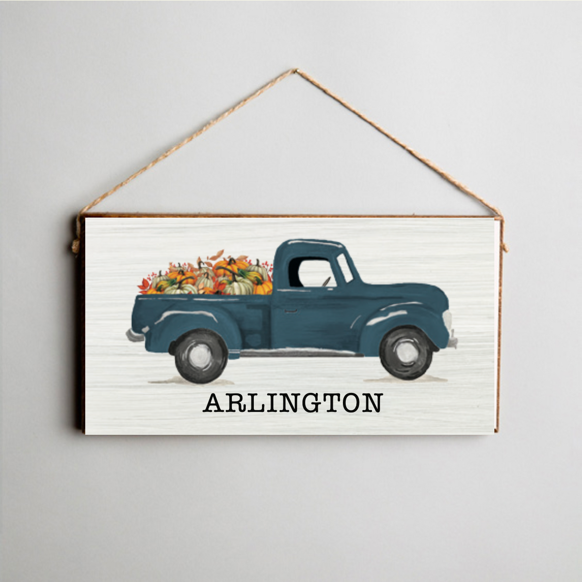 Personalized Fall Truck Twine Hanging Sign