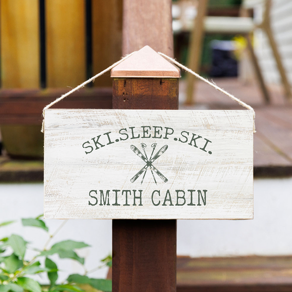 Personalized Ski Sleep Ski Twine Hanging Sign