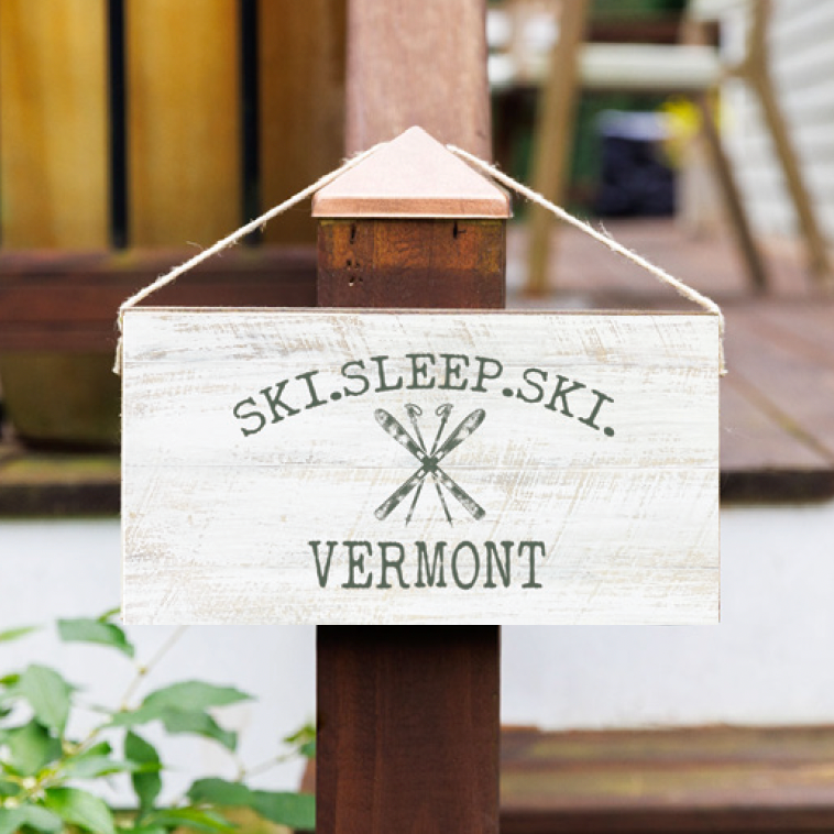 Personalized Ski Sleep Ski Twine Hanging Sign