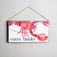 Personalized Watercolor Lobster Twine Hanging Sign