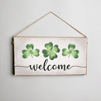 Welcome Shamrocks Twine Hanging Sign