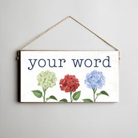 Personalized Welcome Patriotic Hydrangeas Twine Hanging Sign