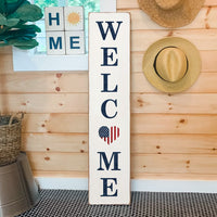 Welcome American Heart Barn Wood Sign