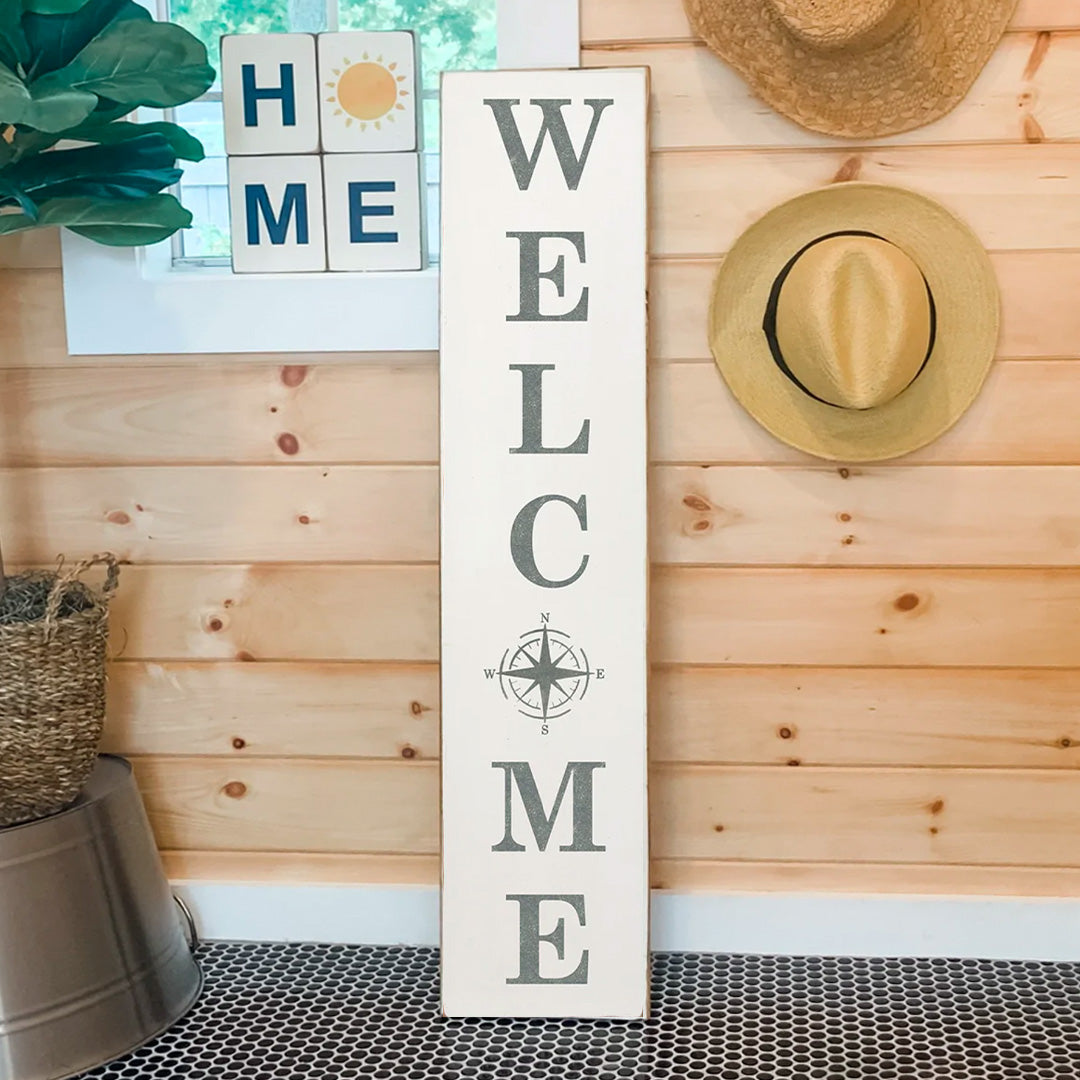 Welcome Compass Barn Wood Sign