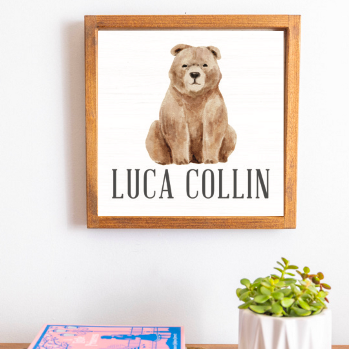 Personalized Bear 12” x 12” Wall Art