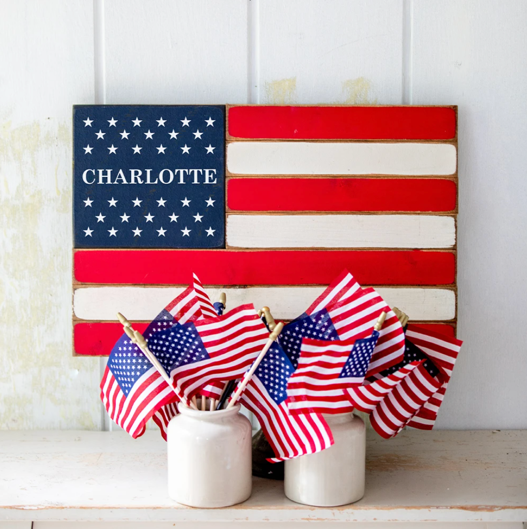 Personalized Classic Wooden American Flag