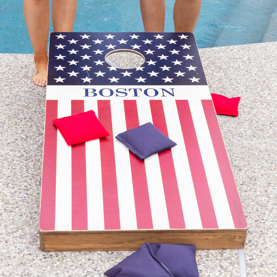 Personalized American Flag Cornhole Game Set