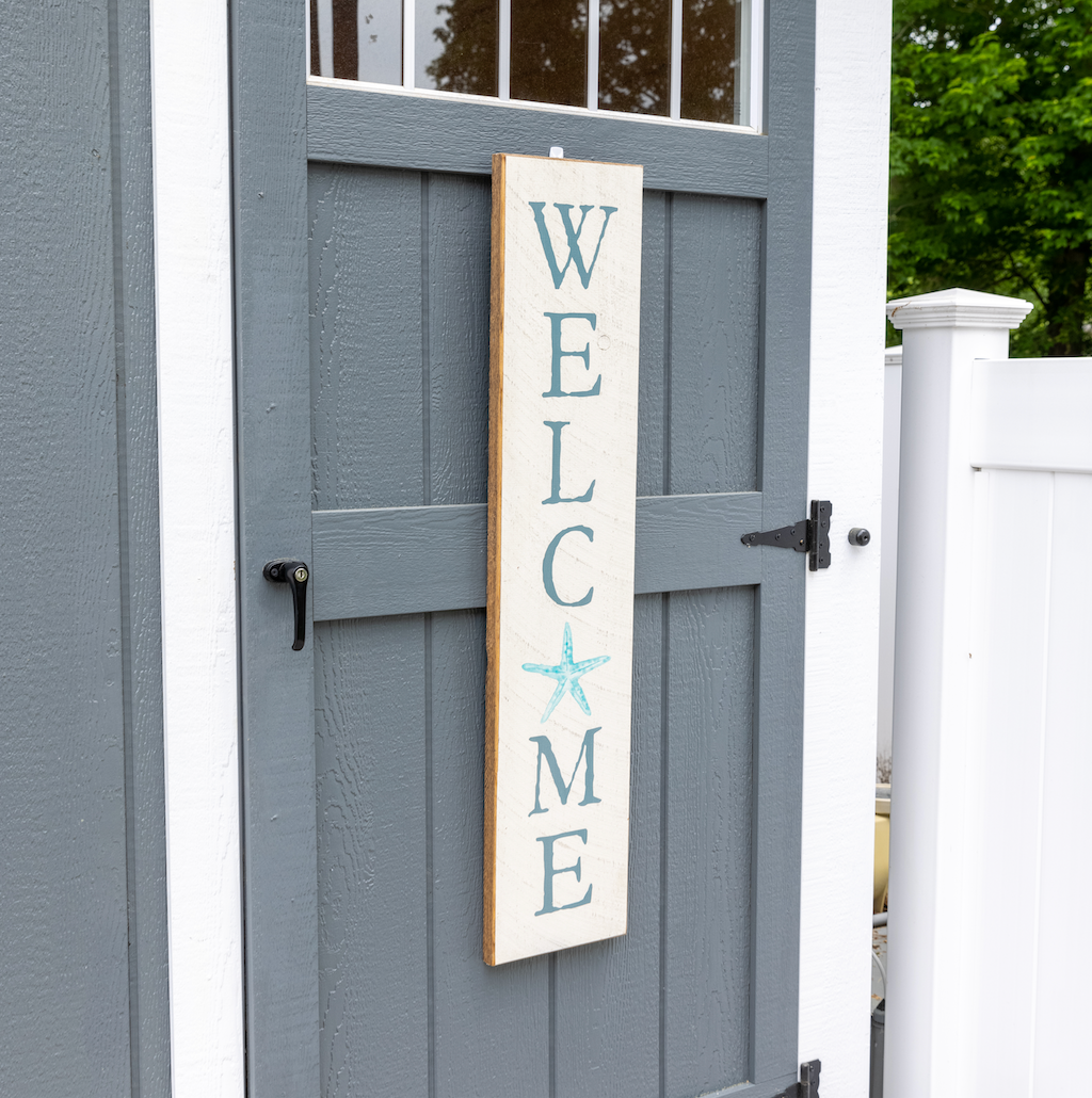 Welcome Watercolor Starfish Barn Wood Sign