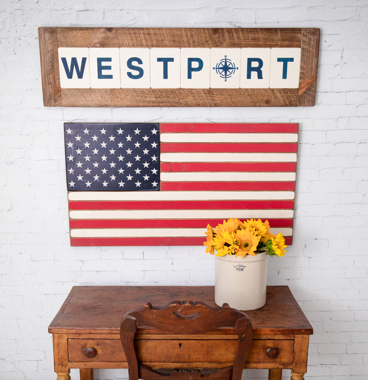 Classic Wooden American Flag