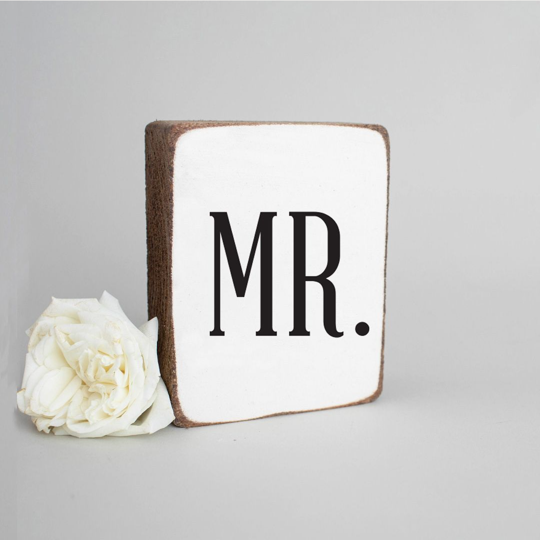 Mr. Wedding Font Decorative Wooden Block