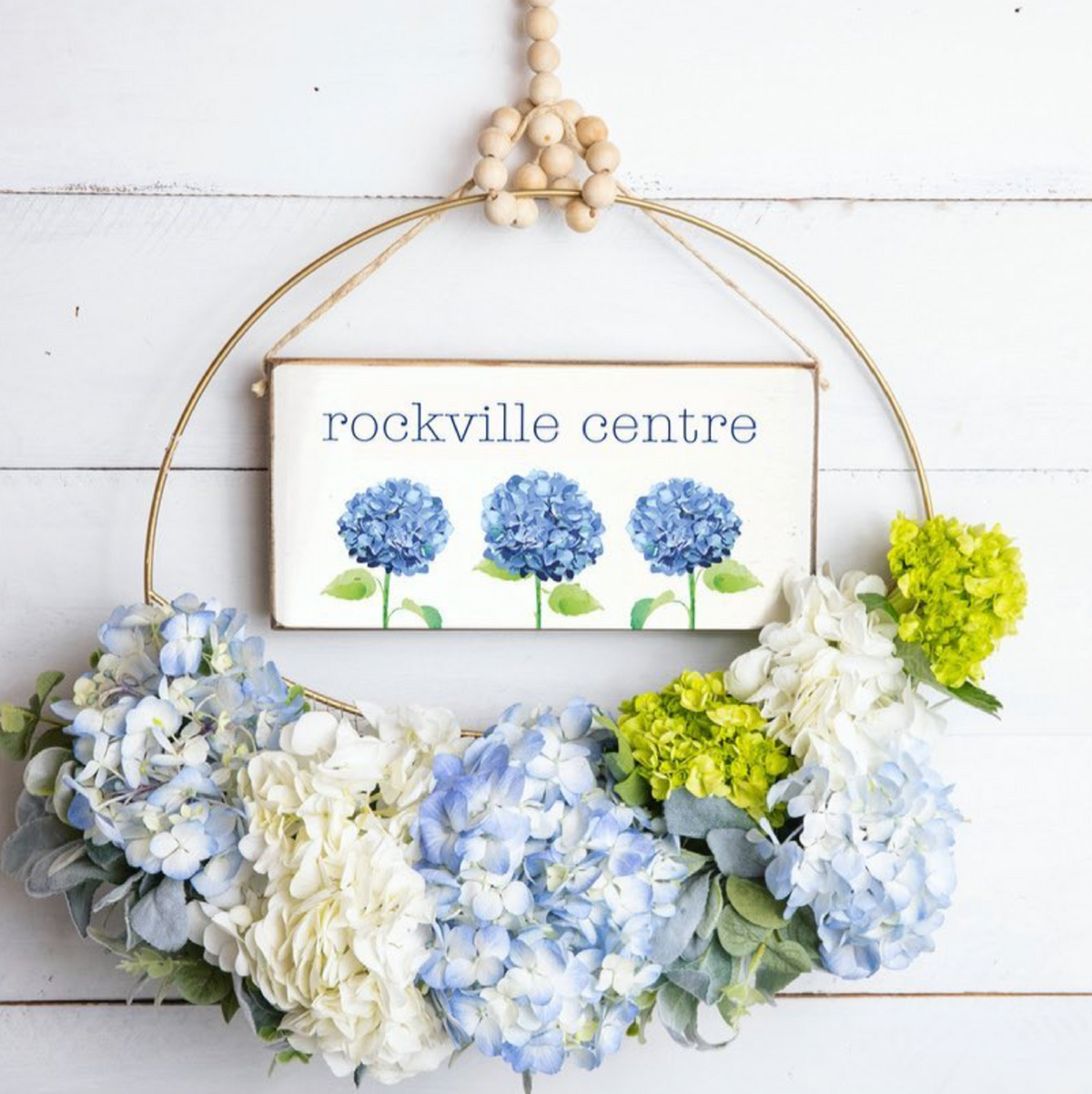 Personalized Hydrangea Twine Hanging Sign