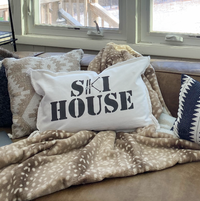 Ski House Black Lumbar Pillow