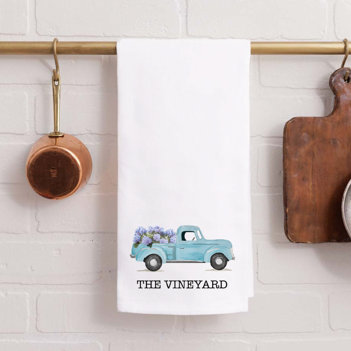 personalized-hydrangea-truck-tea-towel-1