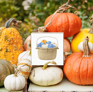 Fall Hydrangea Basket Decorative Wooden Block