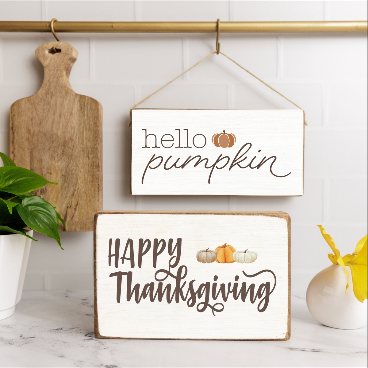 Hello Pumpkin Twine Hanging Sign