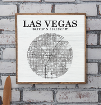 City Map & Coordinates 24” x 24” Wall Art