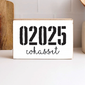 Personalized Zip Code & Town Decorative Wooden Block