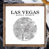 City Map & Coordinates Wooden Serving Tray