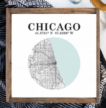 Load image into Gallery viewer, City Map &amp; Coordinates Wooden Serving Tray
