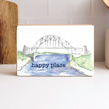Personalized Watercolor Bridge Decorative Wooden Block