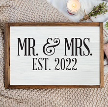 Load image into Gallery viewer, Personalized Mr. + Mrs. Wooden Serving Tray
