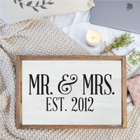 Personalized Mr. + Mrs. Wooden Serving Tray