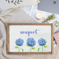 Personalized Hydrangea Wooden Serving Tray