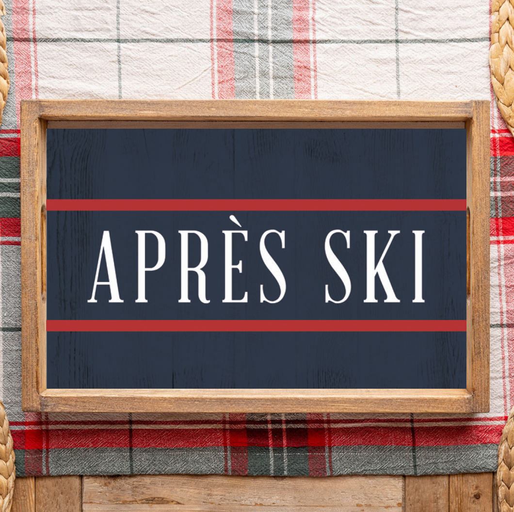 Personalized Navy/Red Stripe Wooden Serving Tray