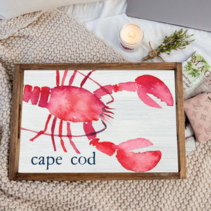 Personalized Watercolor Lobster Wooden Serving Tray