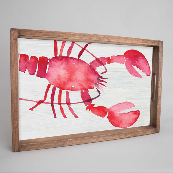 Watercolor Red Lobster Wooden Serving Tray