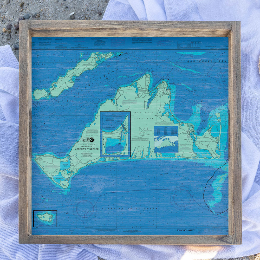 Martha's Vineyard Chart Map Wooden Serving Tray