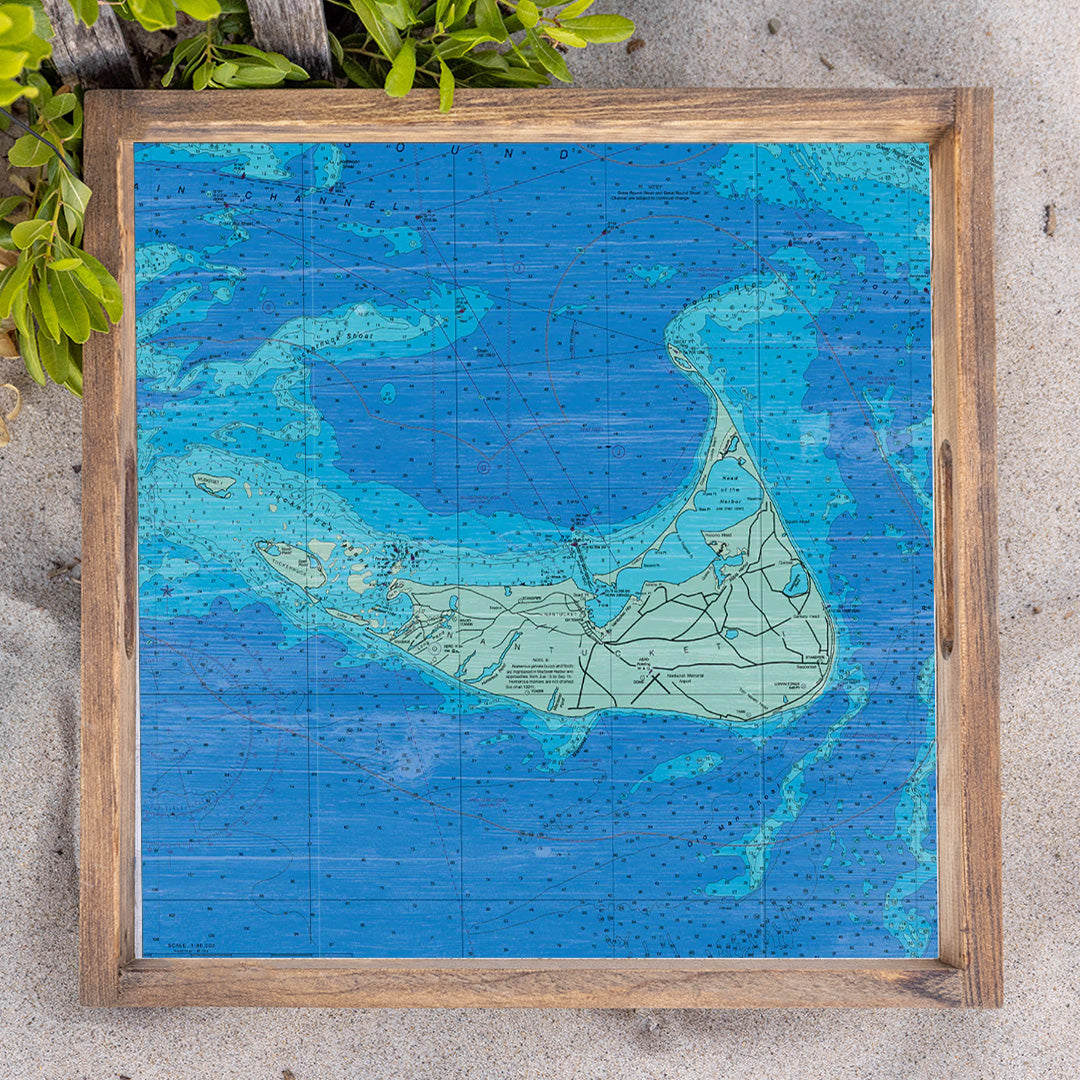 Nantucket Chart Map Wooden Serving Tray