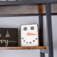 Snowman Face Decorative Wooden Block